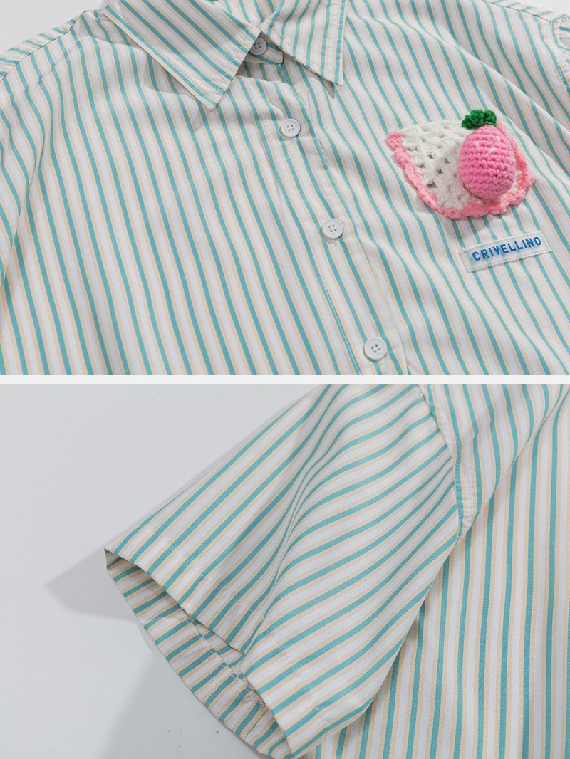 Bleu  T Shirts Aelfric Eden Tricoté Strawberry Stripe Tee - LQQ-2014544